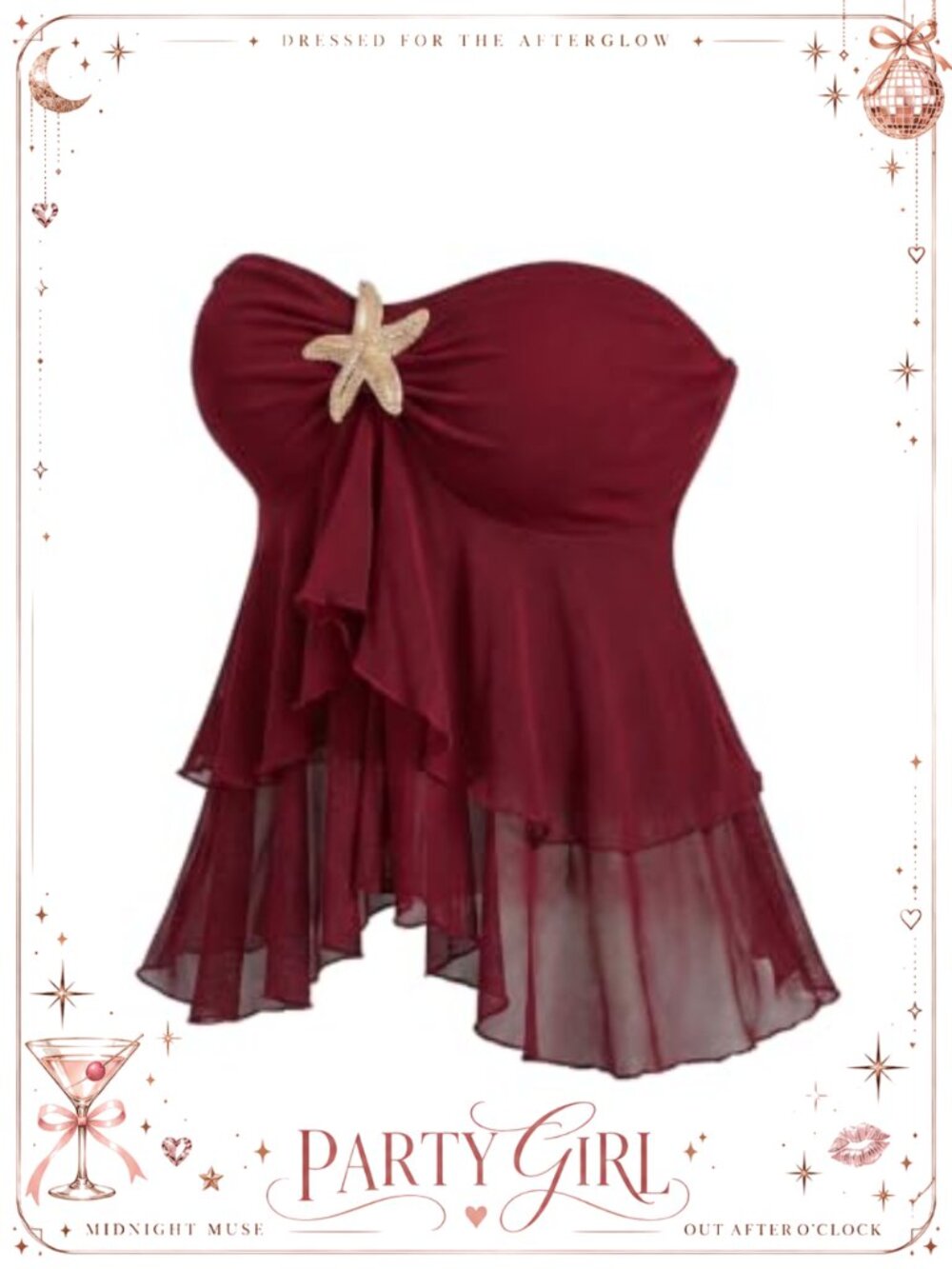 Ruffle Strapless Tube Top Tiered Layered Babydoll Crop